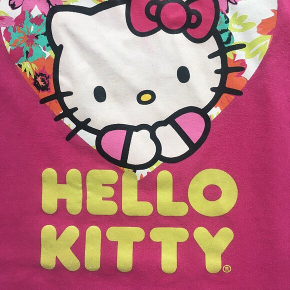 Hello Kitty Girls One Shoulder Ruffle Tank Shirt Size 5 Pink Neon Heart - Picture 4 of 11